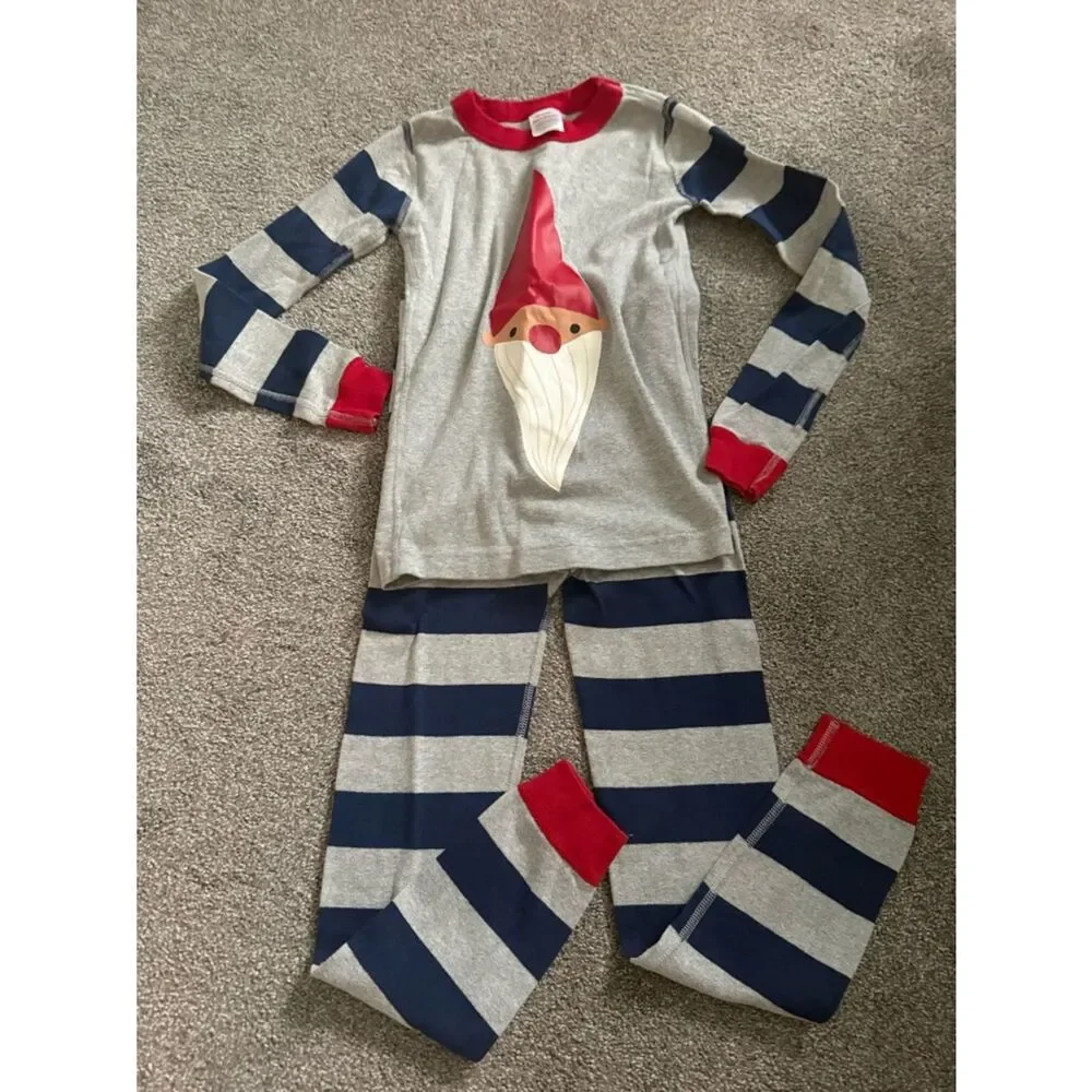 Hanna Andersson Scandinavian Gnome Striped Pajama Set Sz 130cm